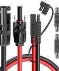 10 AWG SAE Solar Panel Extension Cable With 2 Polarity Reversed Adapters for RV Caravan Battery Charger Kit PV Wire