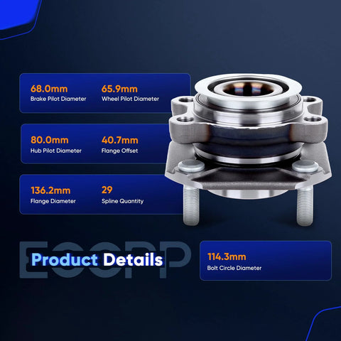 Beefed Up Front Wheel Hub And Bearing Assembly For Nissan Sentra 2007 To 2012 With ABS Tone Ring Sensor 4 Lugs OE Grade