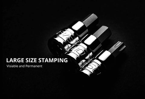 XZN Triple Square Socket Set 10 Piece Metric Heavy Duty Drop Forged S2 Steel Bits with large size stamping detail