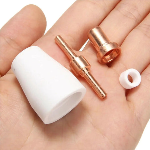 65Pc Plasma Cutter Consumables Kit Compatible With Pt31 And Lg40 Torch For Cut30 40 50 Machines includes copper and ceramic nozzles.