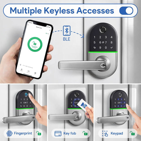 Dead Nuts Secure Smart Keypad Door Lock With Handle For Front Door Keyless Entry Featuring Fingerprint Access Smartphone App Control Alexa Voice Compat And Easy Setup For Wood Doors Hassle Free Home Protection Guaranteed