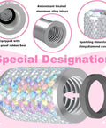 Universal Car Tire Valve Stem Caps Bling Air Cap With Crystal Diamonds, anodized aluminum, O-ring seal, rhinestone design.