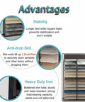 Heavy Duty Steel Tile Display Rack With 24 Card Slots For Large Format Floor Tile And Marble Slab Samples showcasing stability features.