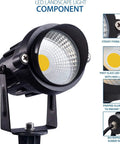 Close-up of 5W AC120V Landscape Up Down Spotlight With Spiked Stand And Base Warm White COB LED Garden Path Light, components shown