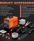 145A MIG Welder 110V 4 In 1 Multi Process Wire Feed Welder and accessories kit display on black surface