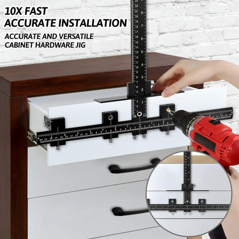 Diy Friendly Adjustable Cabinet Hardware Jig Template for Drawer Handles and Knobs Installation with drill guide usage