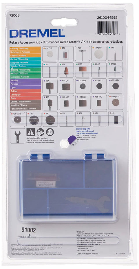 All Purpose Rotary Tool Accessory Kit With 130 Pieces For Cutting Carving Engraving Sanding Grinding Drilling Polishing And Cleaning Plus Handy Storage Case For DIYers And Hobbyists packaging with blue case