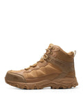 Men's Waterproof Steel Toe Work Boots With Slip Resistant Outsole For Industrial Jobs Paladin Steel Toe Durable Construction Water Resistant Suede Upper ASTM F2413 18 Safety Rating Coyote Color Size 9, side view.