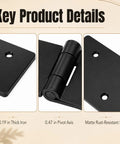 Product details of 4 Pc Built Like A Tank Heavy Duty Gate Hinges 0.19 Inch Thick Black Iron Butt Hinges with pivot axis.