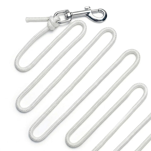 Rugged Tetherball Replacement Rope With Swivel Snap Hook 9 Ft White Braided Nylon Cord One Quarter Inch Inch Thick Low Stretch Weather Resistant For Consistent Play In Outdoor Backyards, Schools, And Playgrounds. White braided nylon tetherball rope with swivel snap hook