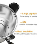 Top view of 6L Coffee Urn Hot Beverage Dispenser Electric Coffee Percolator With Double Wall Stainless Steel 38 Cup Capacity
