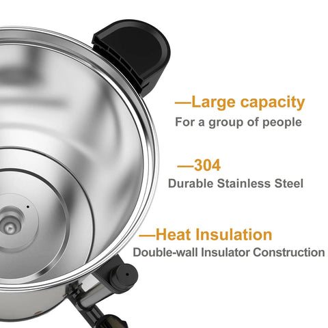 Top view of 6L Coffee Urn Hot Beverage Dispenser Electric Coffee Percolator With Double Wall Stainless Steel 38 Cup Capacity