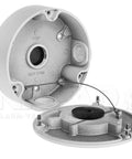 Weatherproof Junction Box PFA130-E for Dome and Bullet Cameras, Rugged Aluminum IP66 Rated Enclosure, open view showing interior structure.