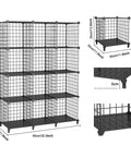 Heavy Duty 12 Cube Storage Organizer Metal Wire Shelf For Closet And Office, Stackable Space Saving Shoe Rack Book Holder, Slick Black Setup For Your Home 125cm tall with six total shelves.