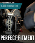 Bendix FleetMetlok MKD1680FM semi-metallic front brake pads; front rotor and caliper assembly on a vehicle.