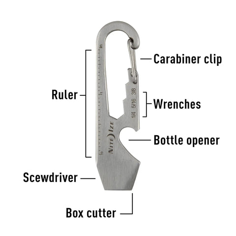 Silver Carabiner Key Clip One And Eleven Sixteenth Inch For Everyday Carry Keychain Multi Tool Clip with bottle opener