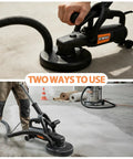 7 Inch Concrete Grinder Set With Extendable Rod, 3800W Floor Polisher With Dust Extraction Shroud in use two ways on concrete floor