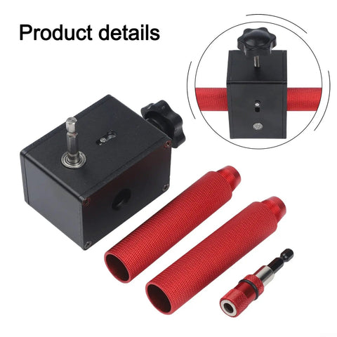 Electric Cable Threading Tool For Wall Wiring, Works With Any Drill, black aluminum alloy body with red attachments for 3mm to 6mm wire