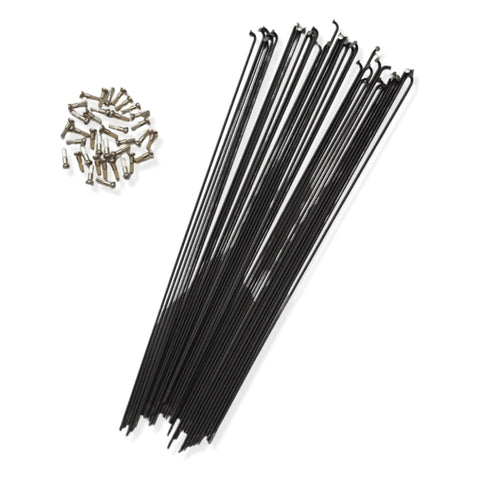 European Made 14G Stainless Steel Bike Spokes 36 Pack With Brass Nipples J Bend Heavy Duty Rust Resistant Replacement Kit For MTB E Bike Road And 700c Wheels Choose Your Length shown with brass nipples.