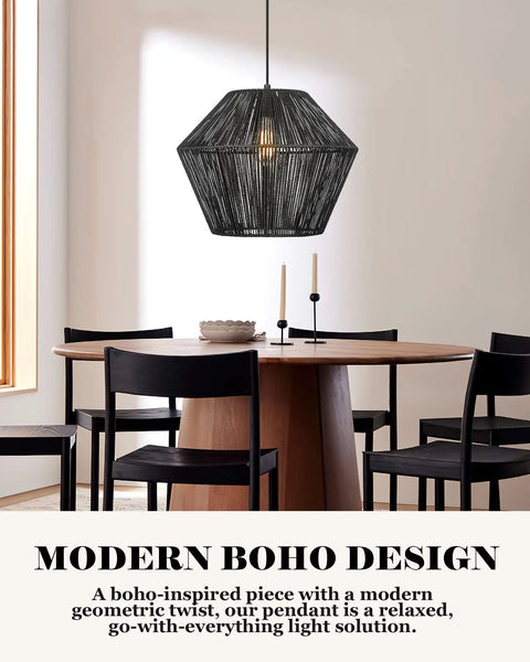 Modern Woven Pendant Light Fixtures Set Of 3 7 Inch Matte Black Dope Boho Farmhouse Coastal Hanging Lamps With Handwoven Rattan Basket Shades For Kitchen Island Bar Dining Room Bedroom Hallway over dining table
