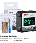 No Nonsense Digital Angle Gauge Meter Delivering Straight Reads And A Magnetic Base That Clamps Tight To Any Surface Precision Digital Protractor and Bevel Finder with accessories.