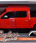 Ford F150 Lariat Crew Cab Diecast Model Truck 1 24 Scale Red With Real Rubber Tires in retail packaging