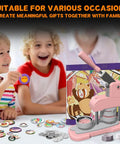 Children using 58mm Button Maker Kit For DIY Pins Includes Free Button Parts Circle Cutter Cutting Board Pattern Paper Holographic Bags