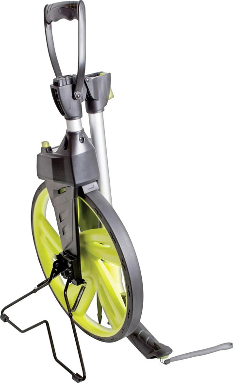 Wheel Master Pro 12 Distance Measuring Wheel Pro Grade With Feet Inch Readout And Hand Brake Gear Driven Transmission displayed.
