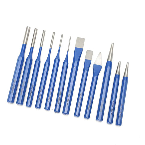 Awesome 12 Pc Chisel Punch Kit With Plastic Case For Precision Engineering, Fine Polishing And Engraving Projects Using Durable Crv Chrome Steel Tools, blue set