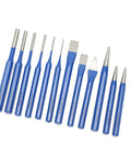 Check Out These 12 Pcs Chisel Punch Kit With Cool Blue Handles Made From Hardened Crv Steel Perfect For Metalworking, Wood Carving And All Your Dope Diy Projects To Get Stuff Done Fast. 12-piece blue CRV steel punch and chisel set, assorted tips