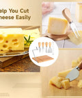 Professional Wood Cheese Slicer And Cutting Board Set Featuring Four Adjustable Wire Blades For Effortless Hard And Soft Cheese Slicing A Top Shelf Kitchen Essential That Makes Food Prep Hit Different with cheese and tools.