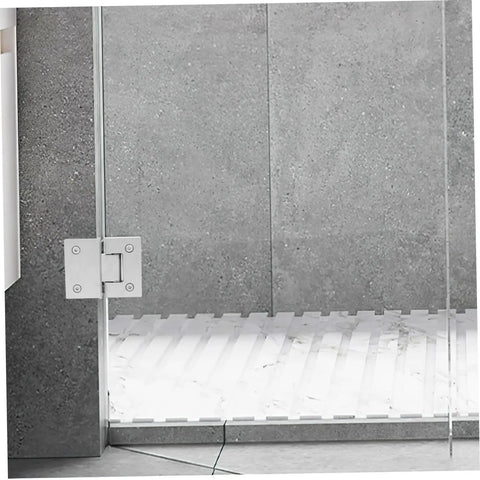 Brushed Stainless Glass Shower Door Hinge, 180 Degree Clamp For 4mm Frameless Shower Stall in modern bathroom setting.