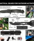 Prepper Ready 250 Piece Survival Kit With First Aid Gear In MOLLE Pouch featuring a knife, spork, flashlight, and outdoor tools