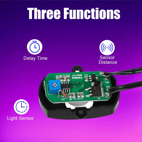 Three Pack DC 5V 24V 5A PIR Motion Activated Sensor Light Switch With DC Coupler Cable For Party LED Strip Lights, three functions