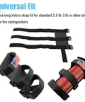 Badass Trail Tough Heavy Duty Black Nylon Fire Extinguisher Roll Bar Mount With Ultra Universal Hook Fastening Straps For Jeep Wrangler Off Road Rig Build with Velcro straps and extinguisher.
