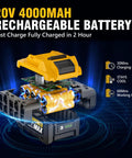 20V 4000mAh rechargeable battery with fast charging, designed for Heavy Duty Cordless Impact Wrench With Brushless Motor, 900 FT LBS Torque.