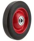 Four Pack 8 Inch Solid Rubber Wheels For Hand Trucks Flat Free Quiet Durable Replacement Wheels With One Half Inch Axle Hole 220 Pound Load Capacity Rust Resistant No Flats Built For Tough Jobs, side view of single wheel