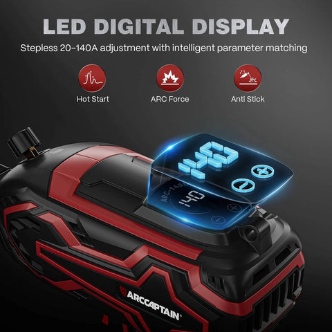 140A Handheld Welder With LED Display Portable 110V Arc Welder Hot Start Arc Force Anti Stick IGBT Welding Machine