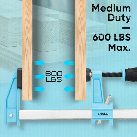 Beefy 6 Inch Steel Bar Clamps Set Four Pack Quick Release F Clamps Medium Duty With 600 Lbs Load Capacity clamping wood