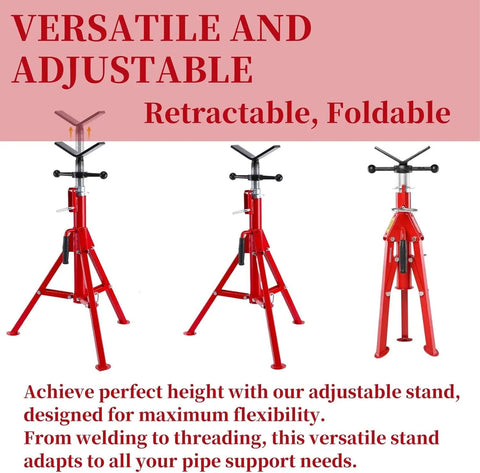 Built Like A Tank Carbon Steel Pipe Jack Stands Adjustable 28 To 52 Inches Heavy Duty Welding Supports Up To 2500 Pounds Perfect For Pipes Beams Truck Beds And Hydraulic Cylinders