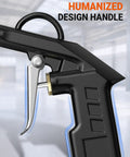 Heavy Duty Industrial Air Blow Gun With One Steel Extension Tube For Tight Squeeze Spots All Metal Construction uses ergonomic handle design.