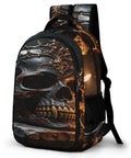 Ornate Dark Royal Skull Printed Unisex Backpack With Large Capacity, Durable Polyester, showing detailed skull design