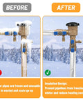 Comparison of frozen pipes before and insulated after using Pipe Insulation Foam Wrap Tape 2 Inch Wide 66 Foot Self Adhesive Foil Wrap.