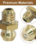 Close-up view of Straight Hydraulic Grease Fitting Assortment Kit With Brass 6mm X 1mm Male Threads Zerk Nipples Nozzles Fittings.