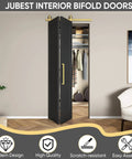 36 Inch By 84 Inch Bi Fold Barn Door Set With Two Panels And Brushed Gold Hardware Space Saving Interior Sliding Door