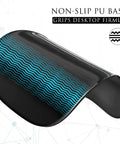 Ergonomic Mouse Pad With Gel Wrist Rest For Pain Relief, Non Slip PU Base, shown with a close-up of smooth black surface