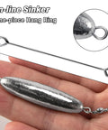 Inline Trolling Sinkers With Swivel 10 Pack Torpedo Lead Weights Double Ring 1Oz for Saltwater and Freshwater Use held in hand