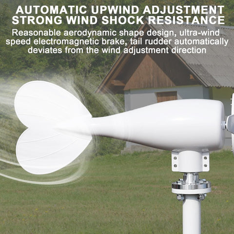Side view of High Efficiency 800W Wind Turbine Kit With Six Blade Rotor For Home Farm RV And Marine Use 12V 24V System