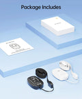Package includes Wireless Camera Remote Shutter For iPhone And Android Two Pack With Wrist Strap, Bluetooth 5.2, black and white.