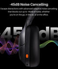 Side view of Hybrid Noise Cancelling Wireless Over Ear Headphones With 90 Hour Battery Life Bluetooth Six Point Zero Foldable Design